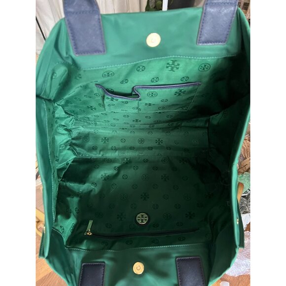 AUTHENTIC TORY BURCH KELLY GREEN AND NAVY CHELSEA SHOULDER BAG/TOTE - Picture 8 of 9